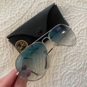 Ray-Ban Silver and Blue Aviator Sunglasses